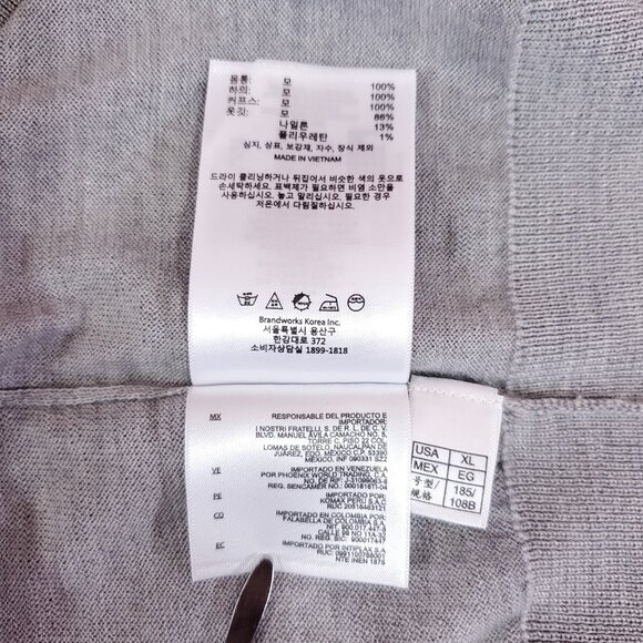 Brooks Brothers Mens Size XL Extra Fine Merino Wool Crewneck Sweater Gray - Picture 12 of 14